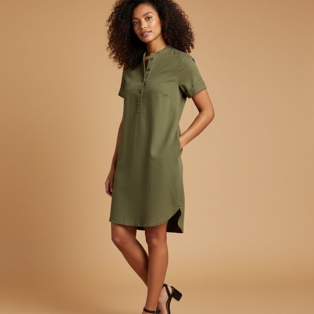 J. Crew Women's‎ Military Shirt Dress Size 4 Olive Green Knee Length